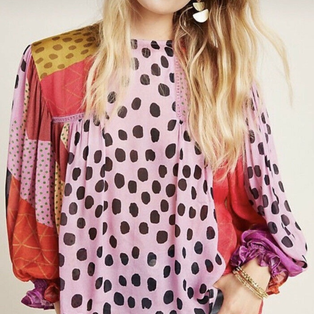 Blank London Polka Dot Blouse in Purple and Red